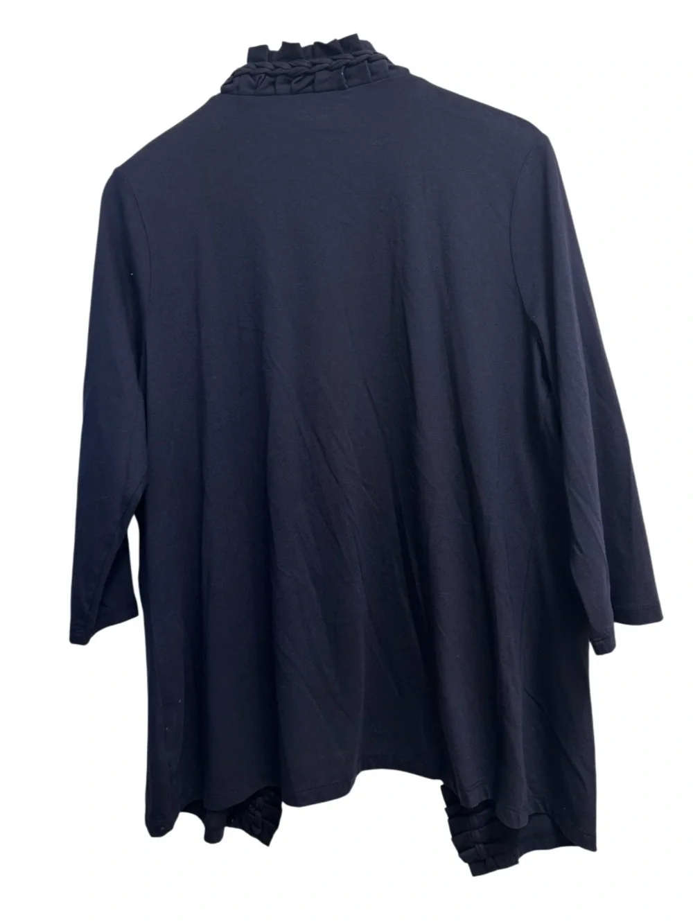 Coldwater Creek | Navy Ruffle Trim Open Front Cardigan | Women's Large 14
